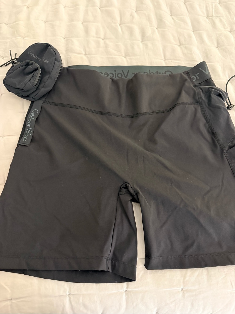 Outdoor Voices Black Women's Performance Bike Shorts with Branded Waistband